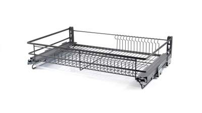 Выдвижная корзина д/посуды MIRA SOFT 800 мм ст.пруток ГРАФИТ (BOYARD, КИТАЙ)